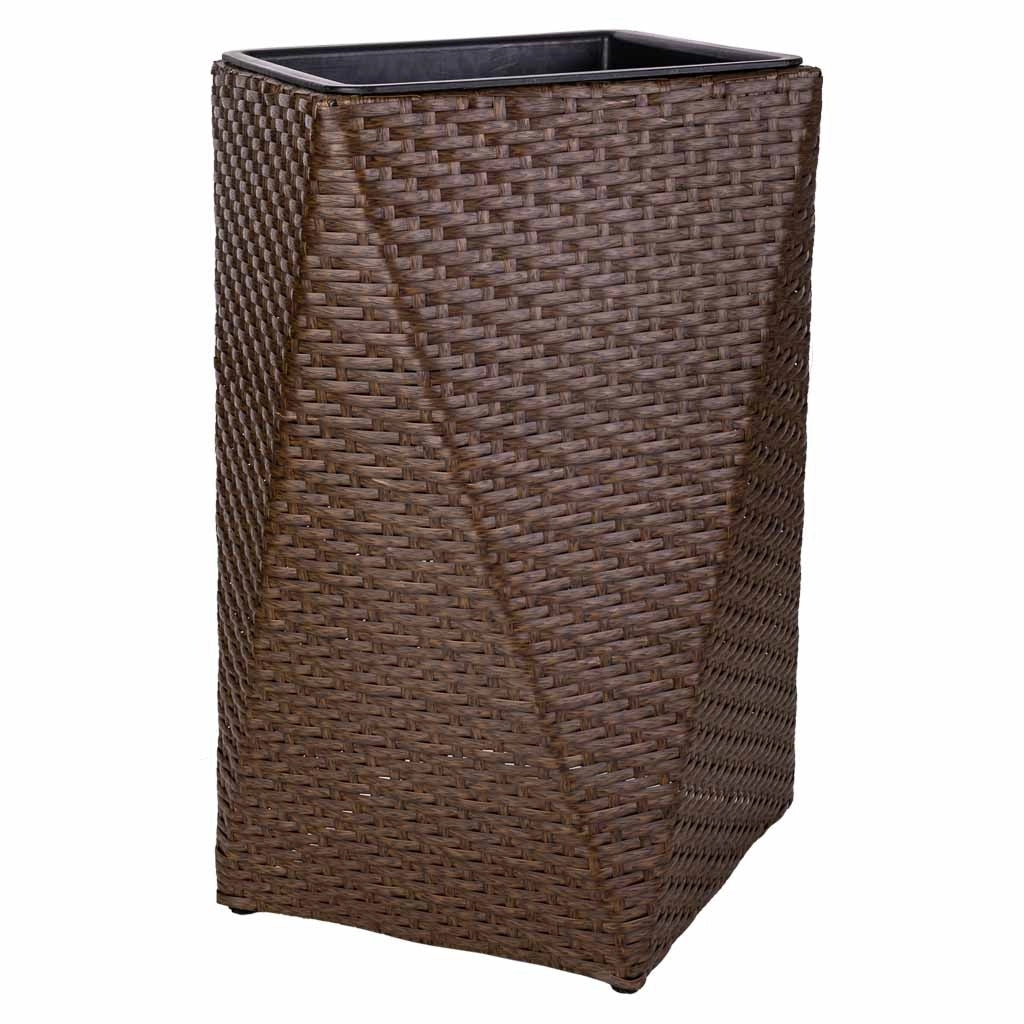 Fioriera in polyrattan marrone 31x31x56h