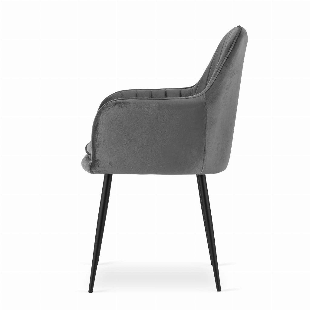 Sedia VALORA LUGO - Velluto grigio scuro con gambe nere x2