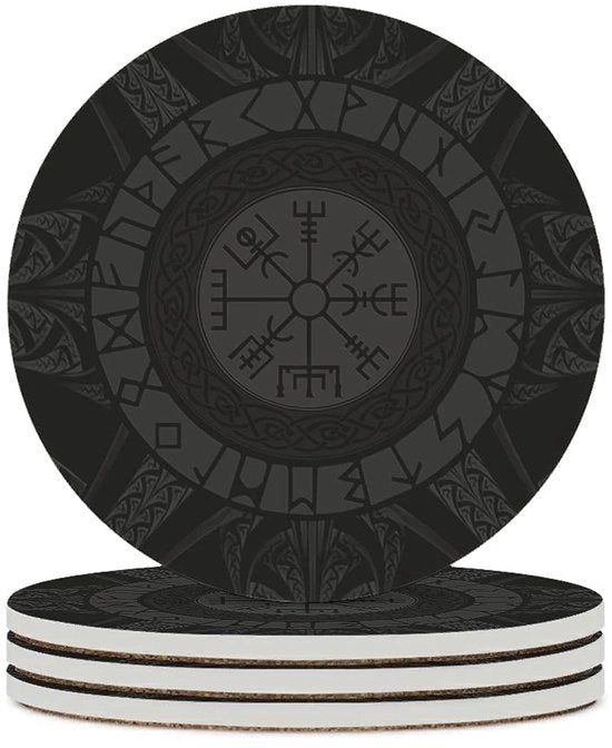 Decorativi Ronde Onderzetters in Ceramica con Base di Gomma, Set di 4 Decorativi per Bicchieri Bar, 10cm Bianchi, 4 UNI.