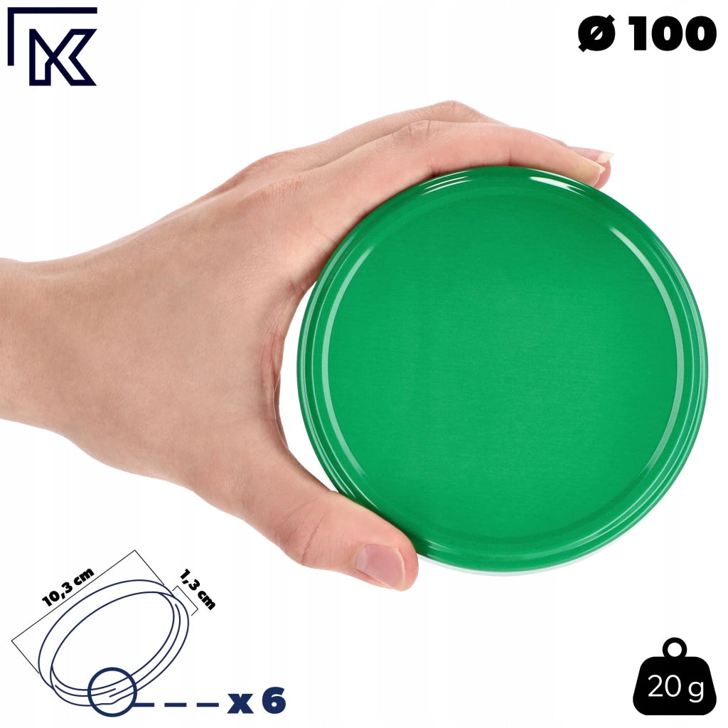 Tappi KADAX per barattoli, diametro 100 mm, coperchi per barattoli di conserve, 10 pezzi.