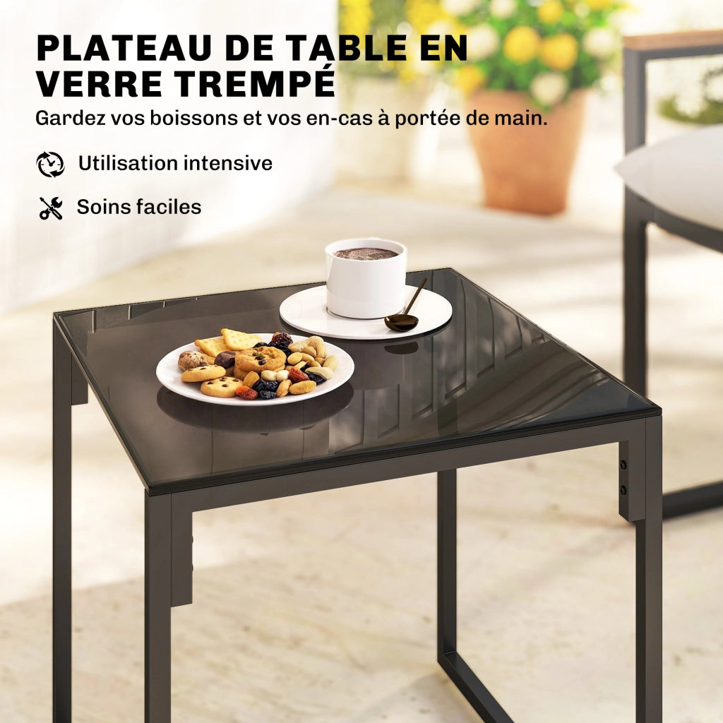 Set divano giardino 3 pezzi 2 posti con tavolino e cuscini ¨C zephmum ¨C grigio