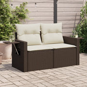 Divano da Giardino a 2 Posti con Cuscini-Sofa da Giardino-Divano da esterno in Polyrattan Marrone 364129