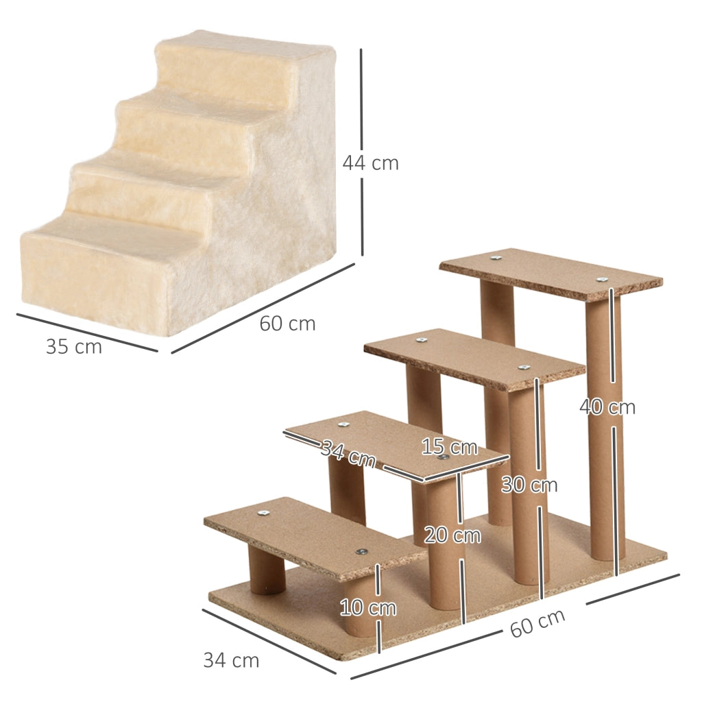 Scala per Cani e Gatti 4 Gradini ¨C Xylo ¨C Antiscivolo Beige 60x35x44cm