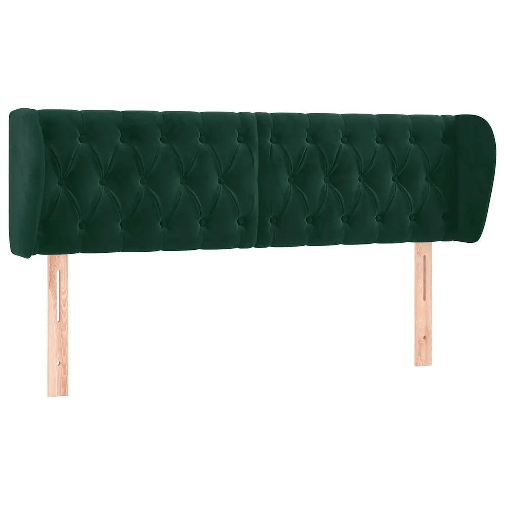 Testiera | Testata ad Orecchio Verde Scuro 147x23x78/88 cm in Velluto