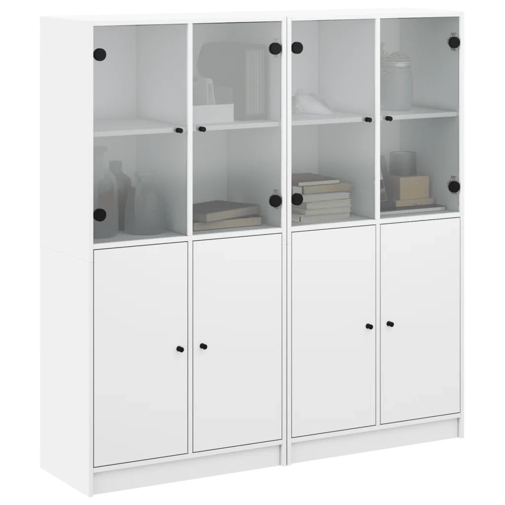 Libreria con Ante Bianca 136x37x142 cm in Legno Multistrato 616516