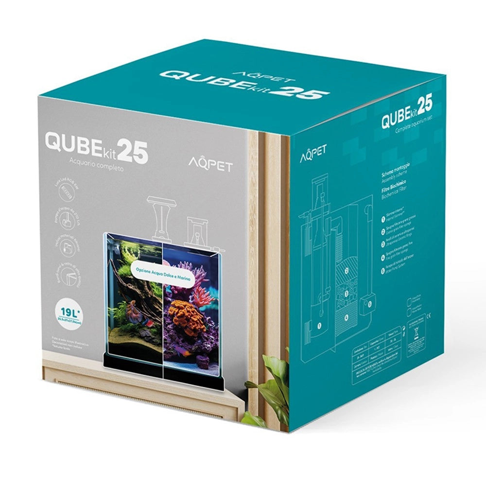 AqPet Qube Kit 25 - sistema completo per acqua dolce 19L 25,5x27x27,5 cm