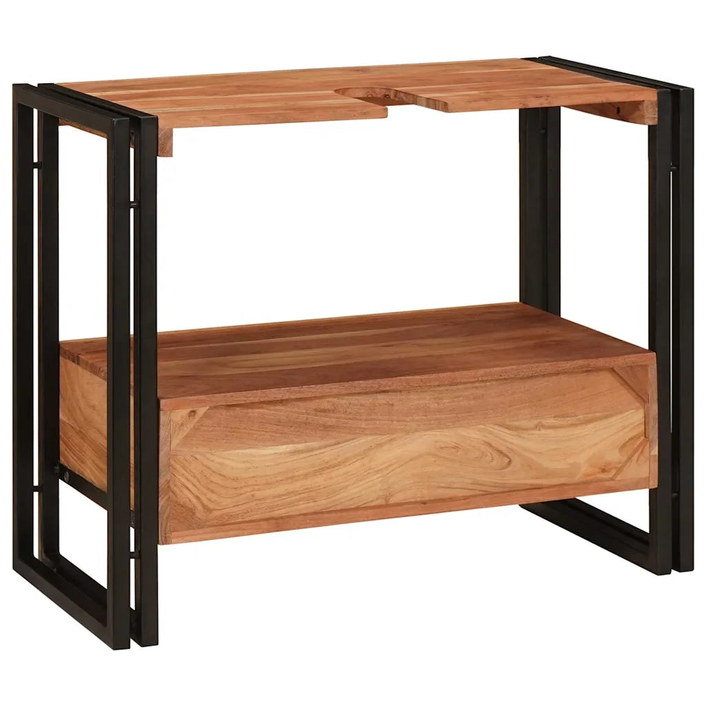Mobile Sottolavabo-Armadietto da bagno Legno massello di acacia e ferro