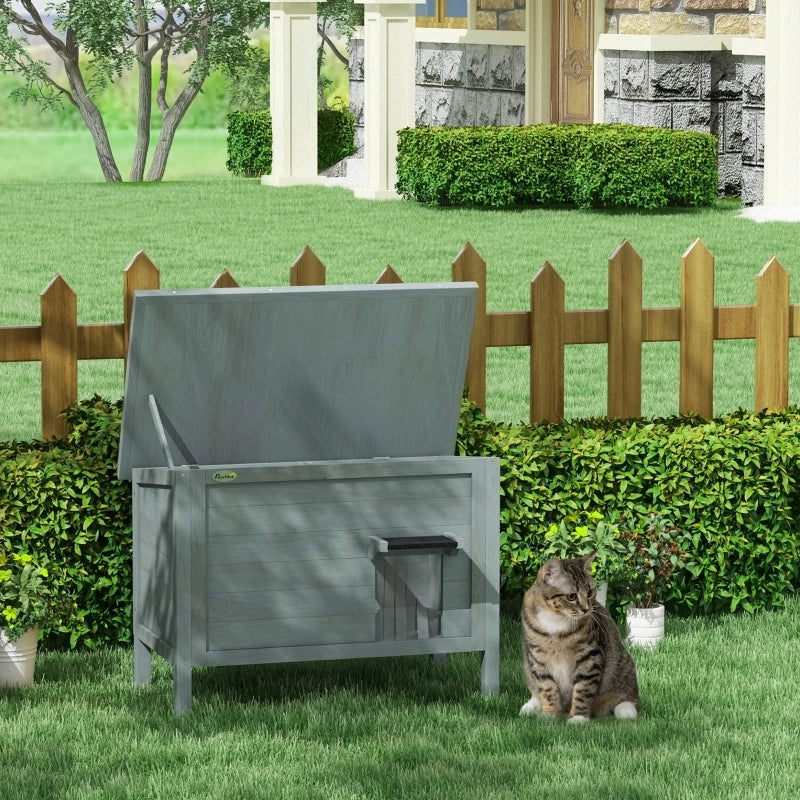 Cuccia per gatti da esterno, resistente alle intemperie, 1 finestra, 1 ingresso, 85 x 50 x 68,5 cm, grigio scuro + nero