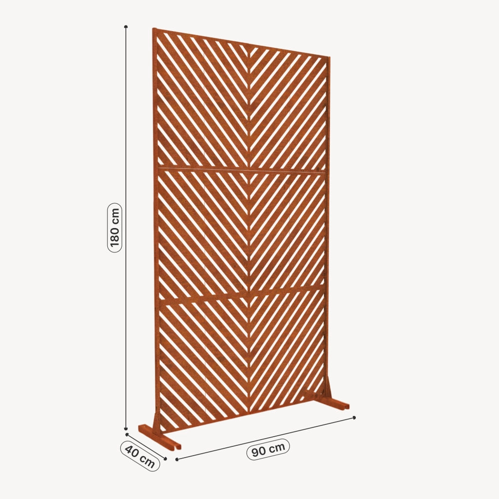 Pannello Divisorio Kekan con Struttura Decorativa in Acciaio Corten 180 x 90 cm - Marrone Ossidato casa.pro