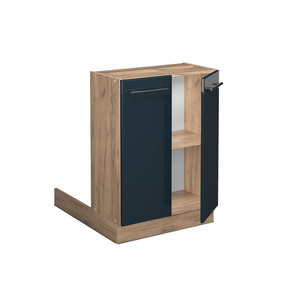 Mobili da cucina Fame-Line Blu scuro lucido/Rovere dorato 60 cm senza piano di lavoro Vicco