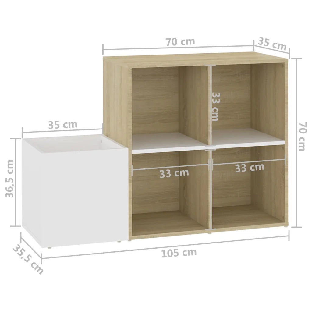 Scarpiera Ingresso Bianco Rovere Sonoma 105x35,5x70 Multistrato 808256