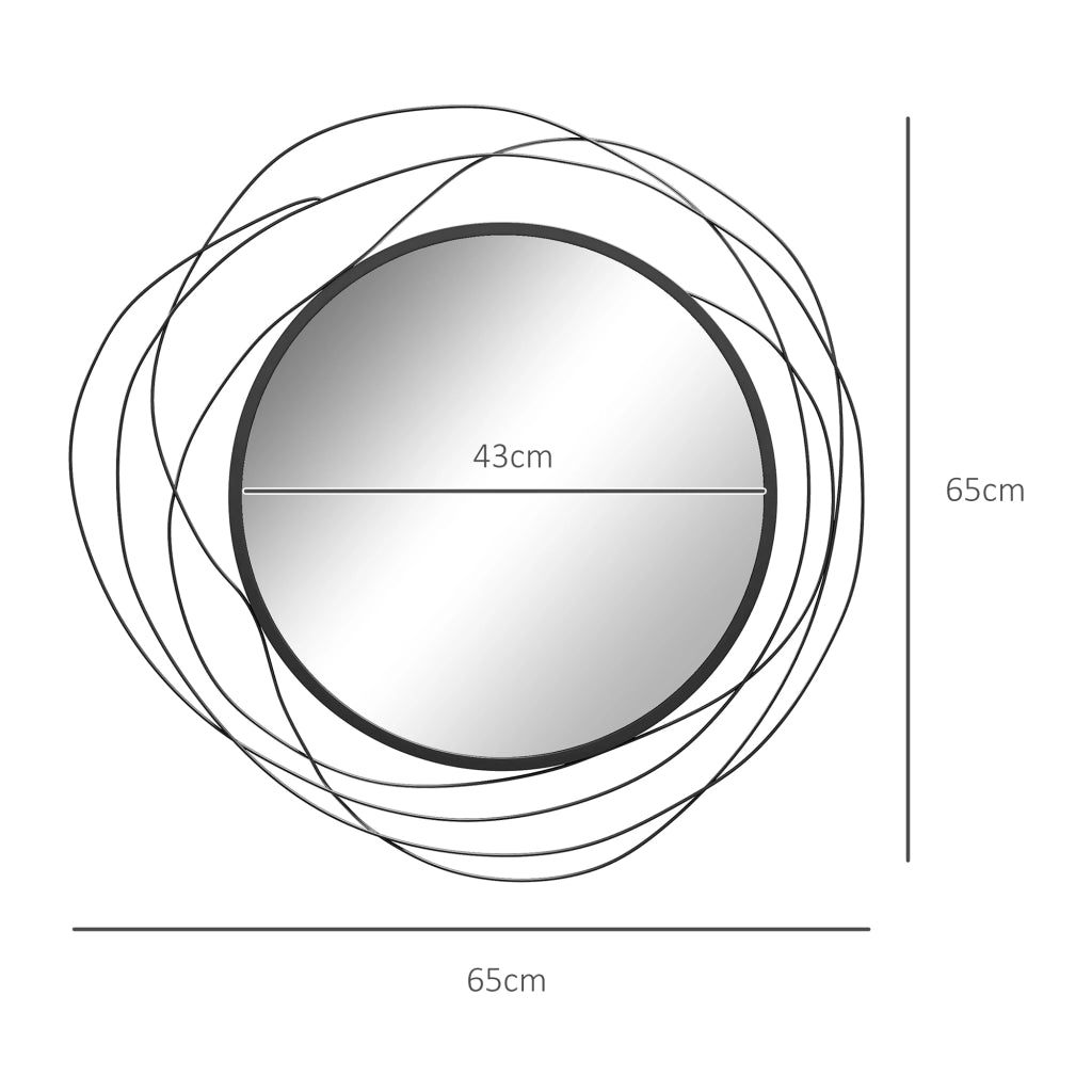 Specchio rotondo in metallo ¨C Xylo ¨C nero ¦µ65 cm stile moderno