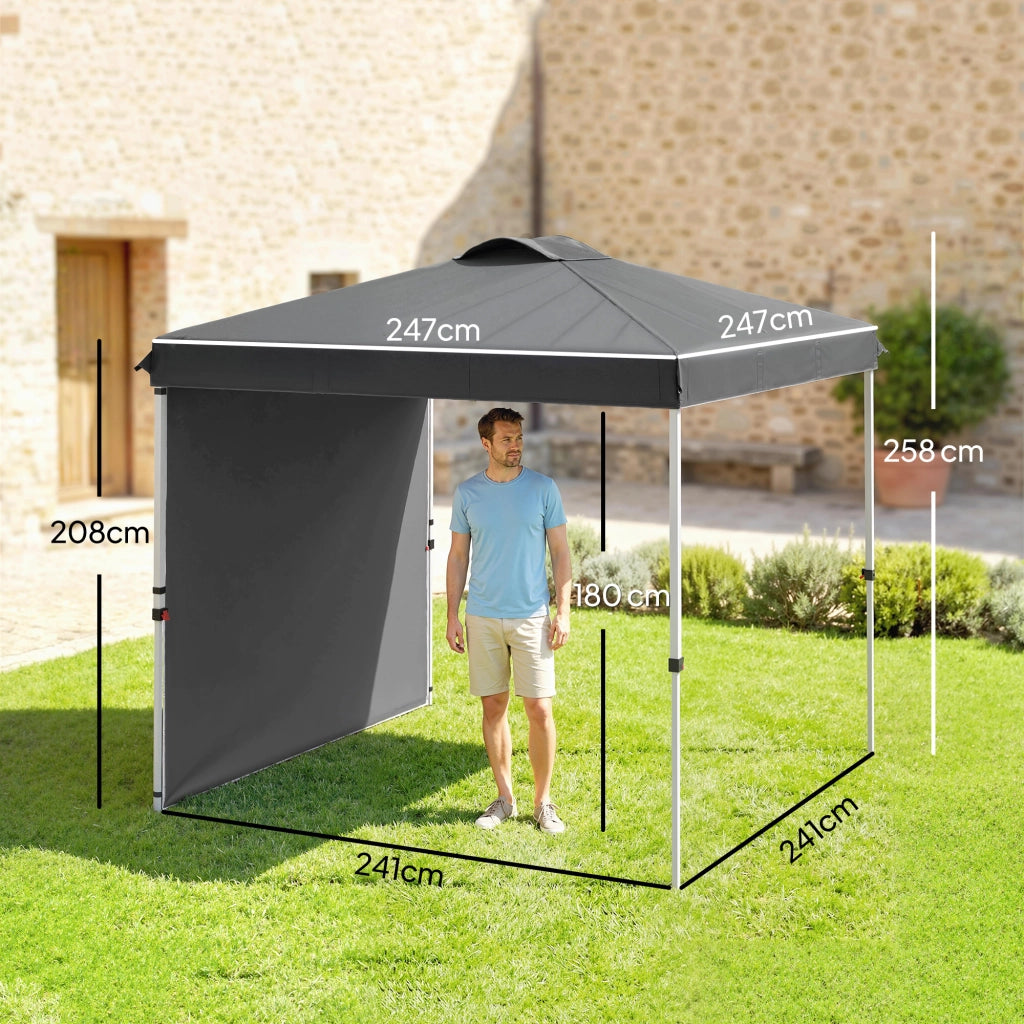 Gazebo Pieghevole da Giardino ¨C Xylo ¨C 2,5x2,5 m Grigio Antracite con Parete Laterale