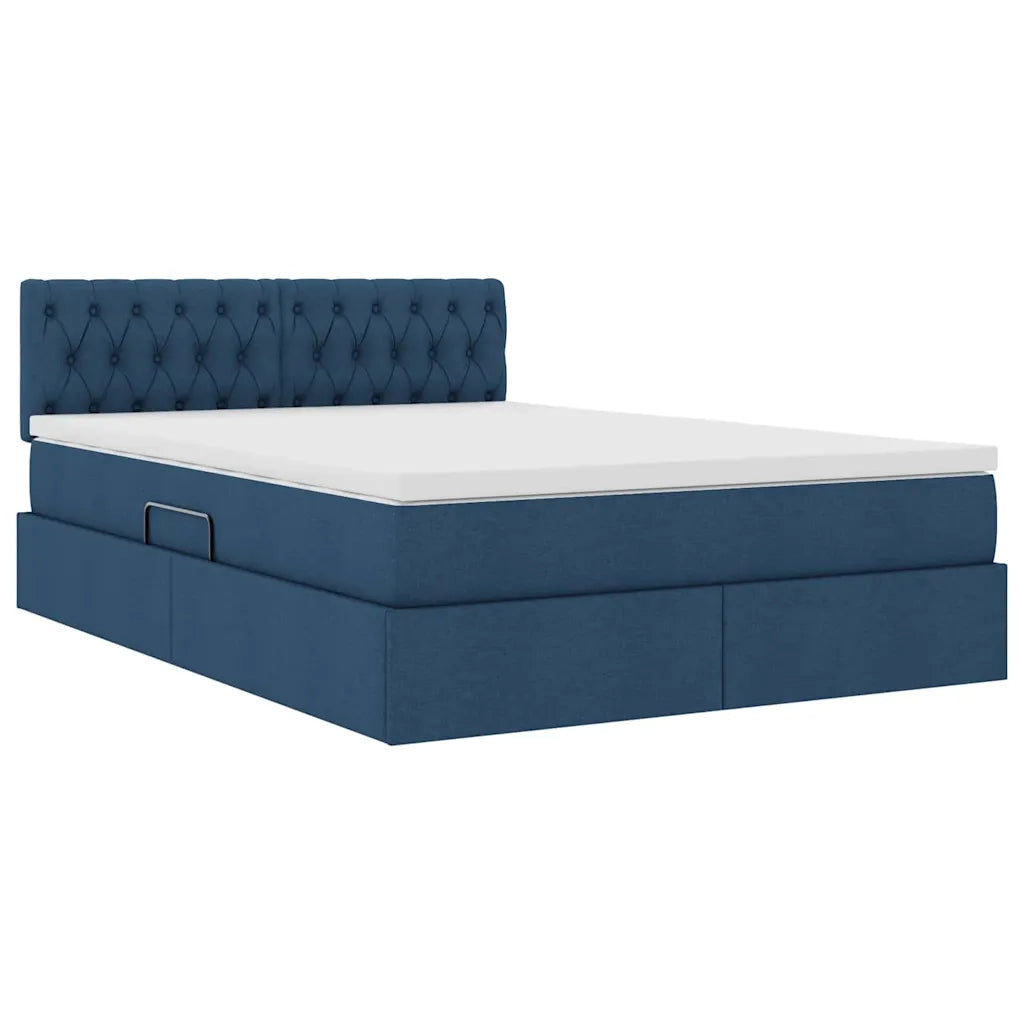 Letto con contenitore e materasso con testiera Blu 140 x 200 cm 3370580