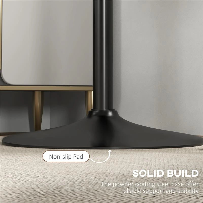 TAVOLO ALTO DA BAR MODERNO ROTONDO CON BASE IN ACCIAIO E PIANO IN MDF, Ø70X102CM, NERO