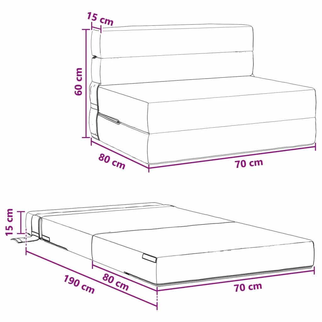 Divano letto | Sof¨¤ letto | Letto singolo Pieghevole Nero 70 x 80 x 60 cm Tessuto