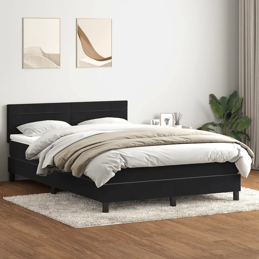 Giroletto a Molle con Materasso Nero 160x210 cm in Velluto 3316313