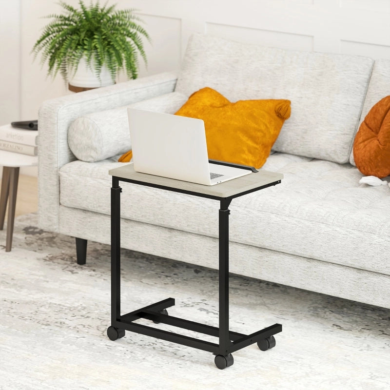 Tavolino da salotto elevabile con ruote e piano inclinabile per soggiorno; 55×36×62.5-82.5 cm; rovere