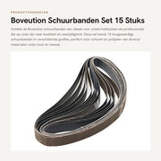 Set di cinture di abrasione 15 pezzi 25 x 762 mm - Ossido di alluminio - Grana 600/800/1000 - Elevate prestazioni - Per smerigliare/polire - Corpo eletrostatico - Cinture di abrasione