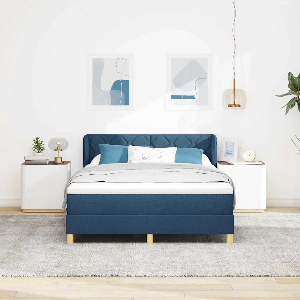 Letto a molle con testiera Blu 140 x 190 cm Tessuto 3340275