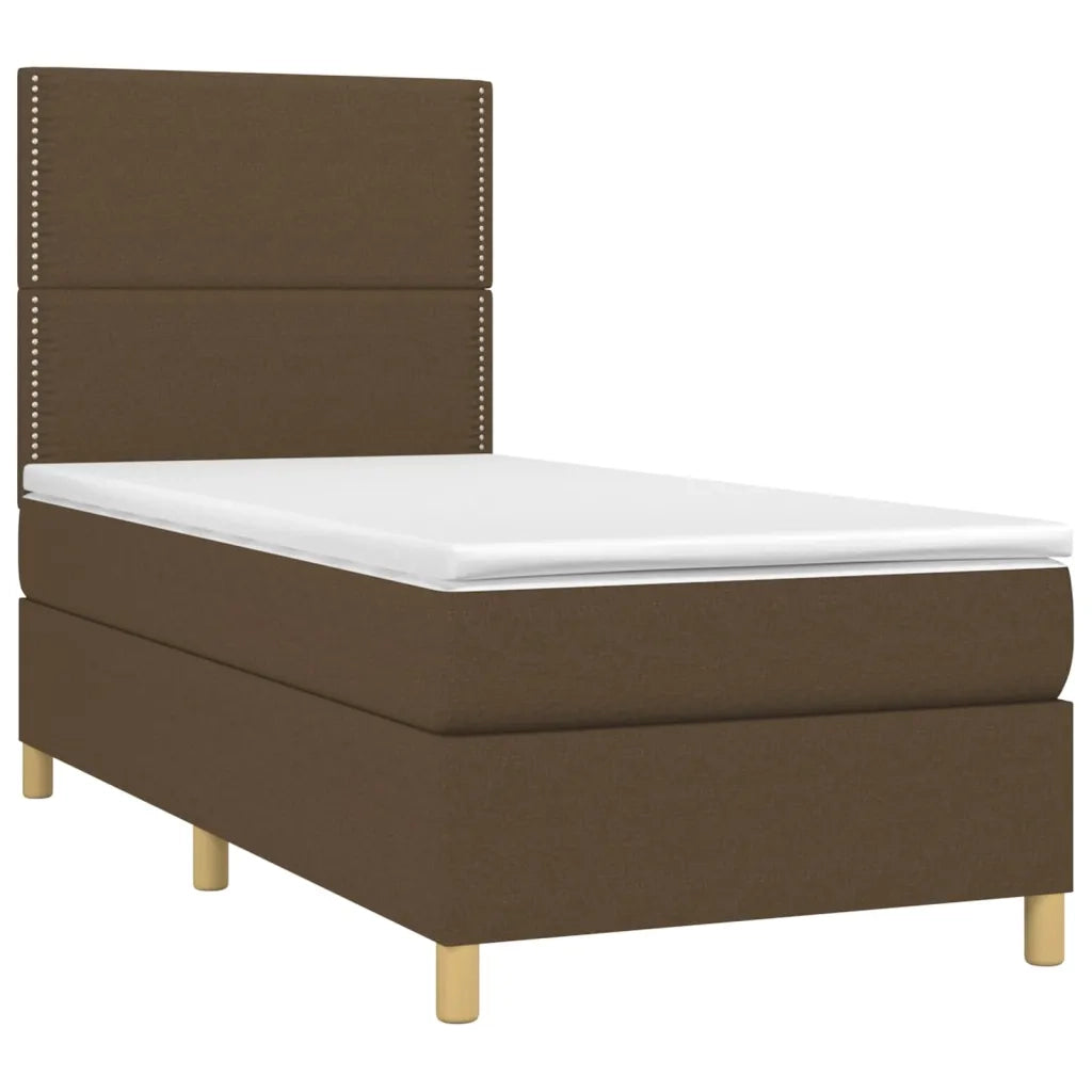 Giroletto a Molle con Materasso Marrone Scuro 90x200 cm Tessuto 3142228