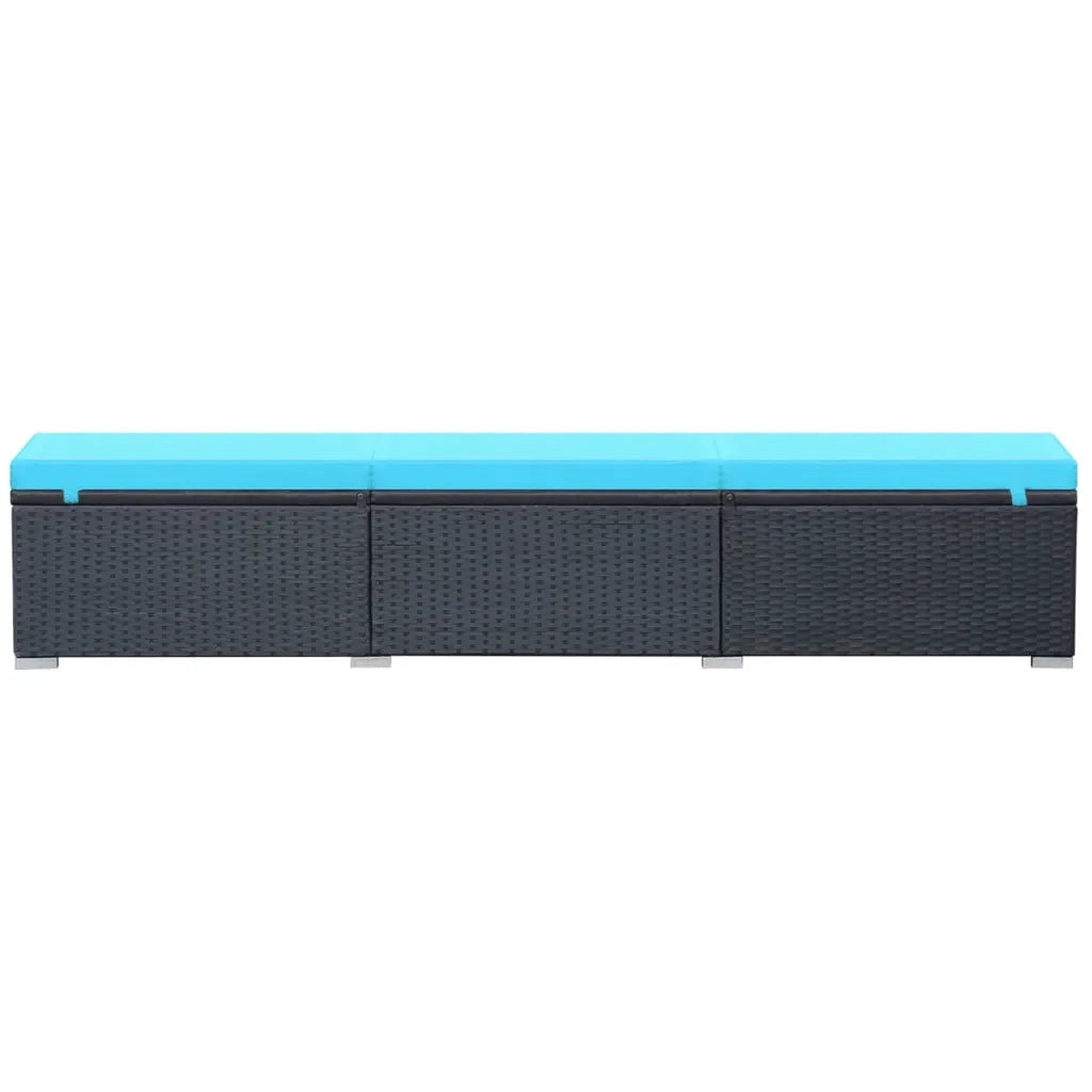 Lettino Prendisole con Cuscino in Polyrattan Nero 44406