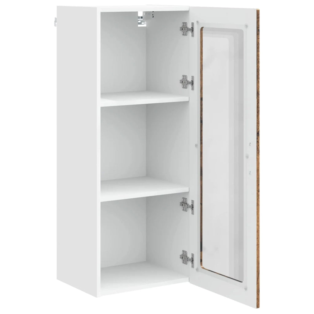 Pensile da cucina | Mobile in vetro da parete PORTO Legno vecchio 40 x 31 x 100 cm