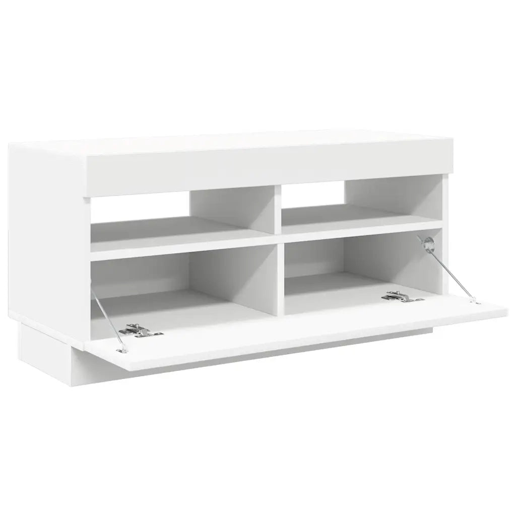 Mobile Porta TV con Luci LED-Credenza TV Bianco 80x35x40 cm