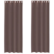 Tende in Voile con Occhielli 2 pz Marrone 140x260 cm