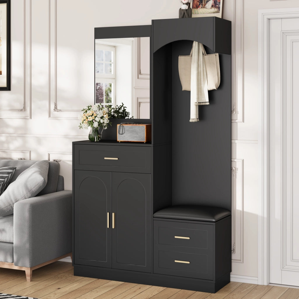 Armadio Ingresso con Specchio e Scarpiera ¨C MINIMAL ¨C Bianco, Legno