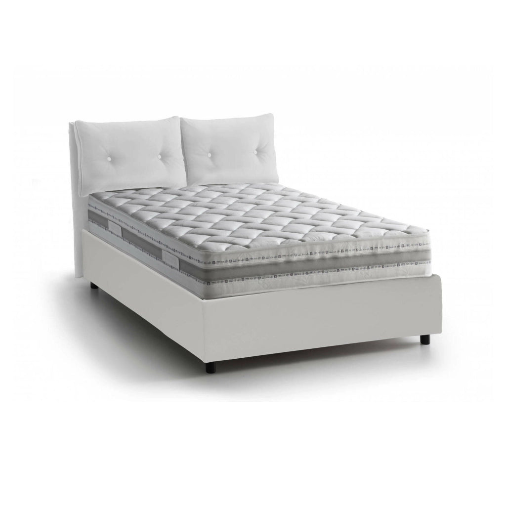 Letto Matrimoniale Andrealo, Letto Matrimoniale Materasso Incluso Made in Italy, Bianco