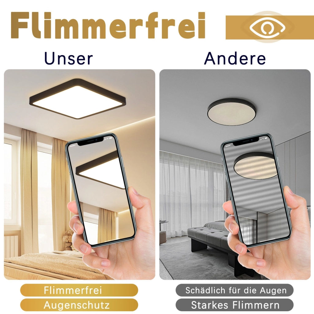 ZMH Lampada da soffitto plafoniera LED nera rotonda 22cm 15W per soggiorno corridoio