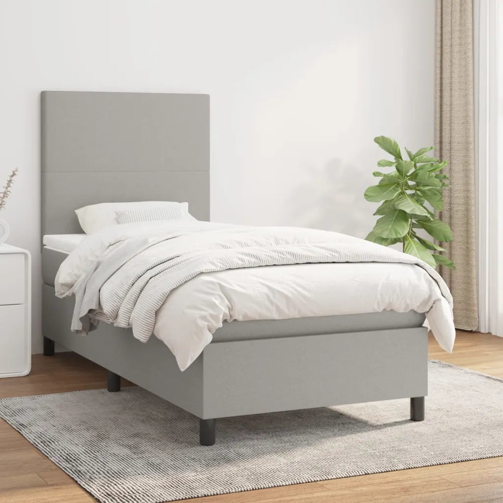 Letto singolo | Letto per adulti | Giroletto a Molle con Materasso Grigio Chiaro 80x200 cm Tessuto