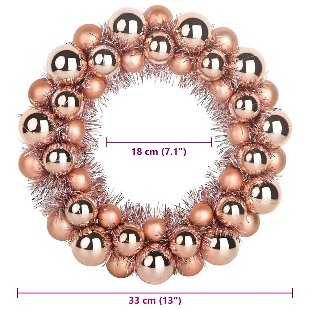 Corone di Palline di Natale 2 pz-Decorazioni natalizie Oro rosa 33 x 33 x 7 cm