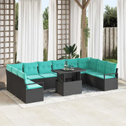 Set Divano da Giardino con cuscino 11 pcs Nero e blu polyrattan 3348902