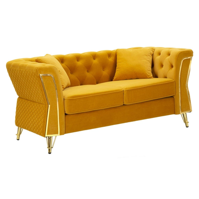 Divano Emy Senape Con Cuscini cm 162x83x76