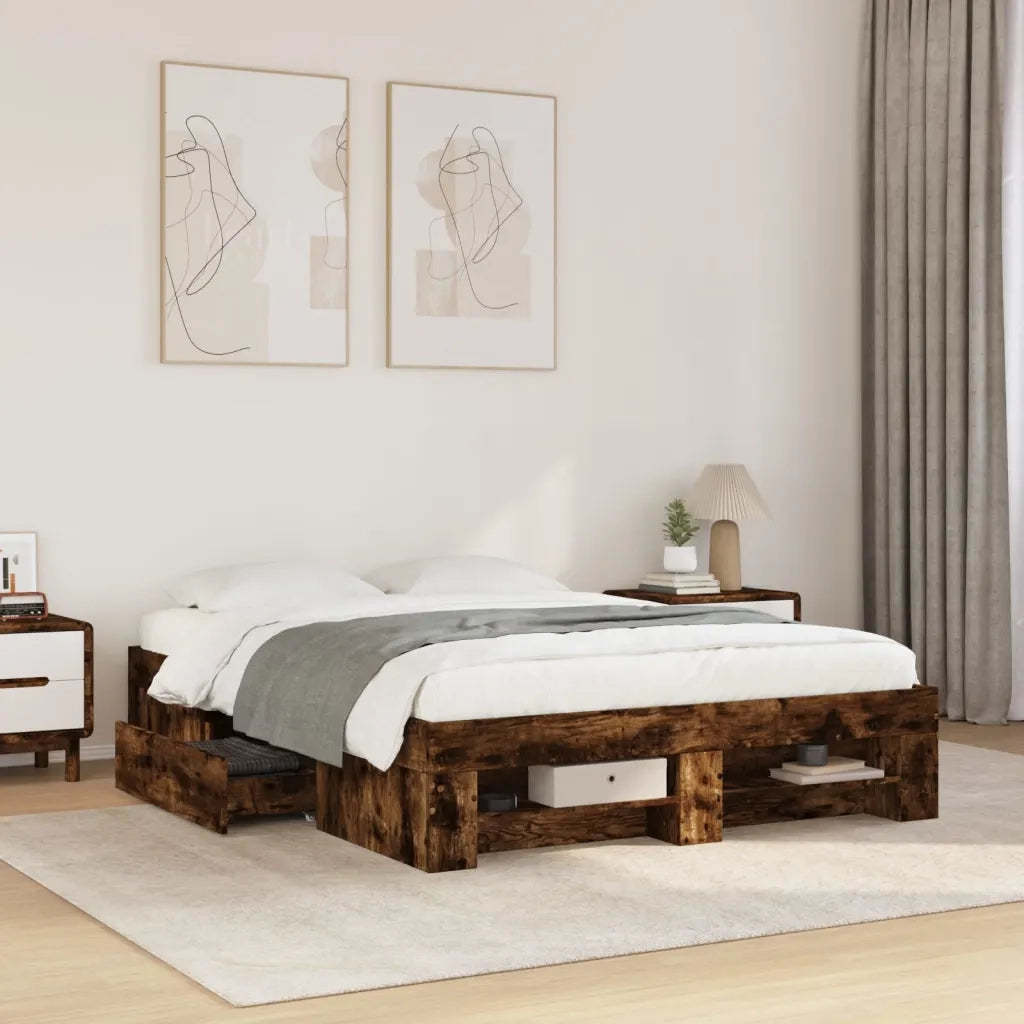 Giroletto senza Materasso-Struttura Letto Rovere Fumo 120x200 cm in Truciolato 842823