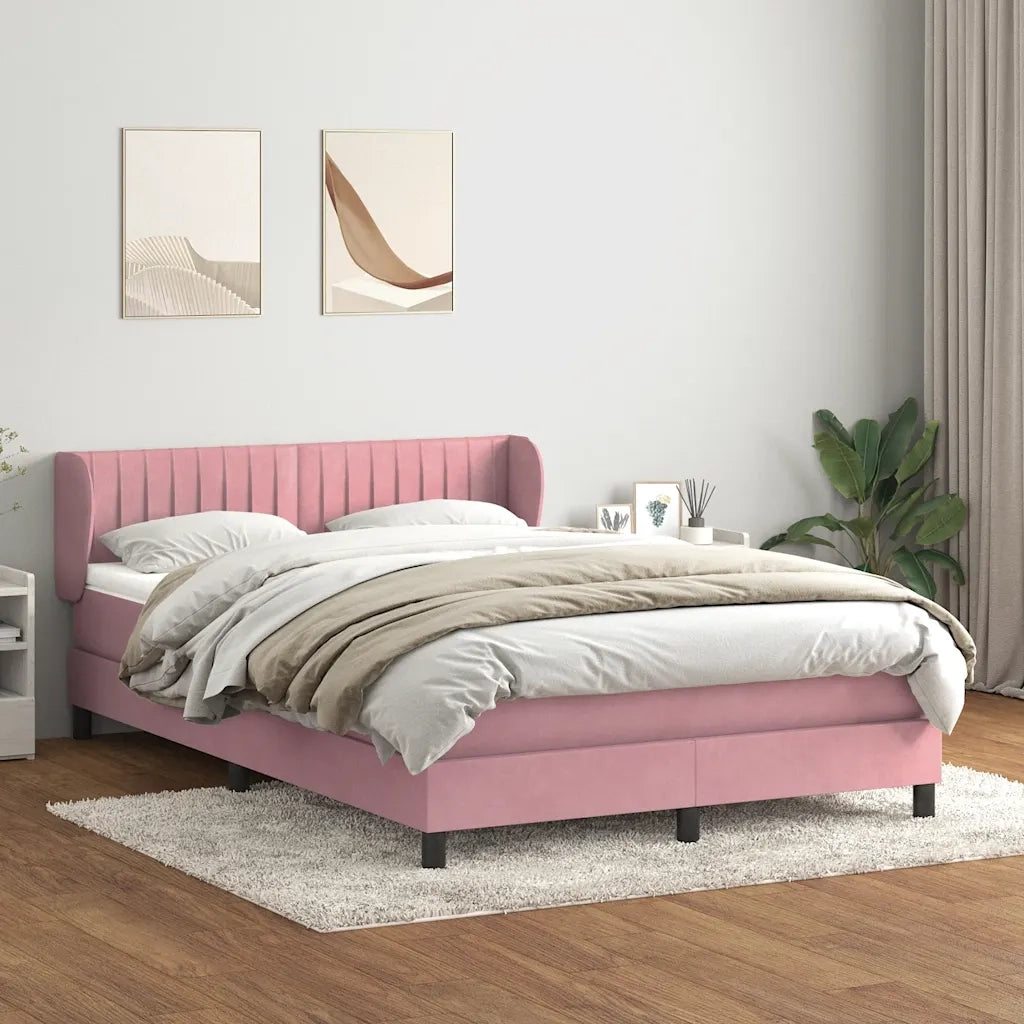 Giroletto a Molle con Materasso Rosa 160x210 cm in Velluto 3317702