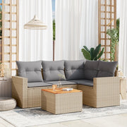 Set Divano da Giardino 5 pz con Cuscini Beige in Polyrattan 3224106