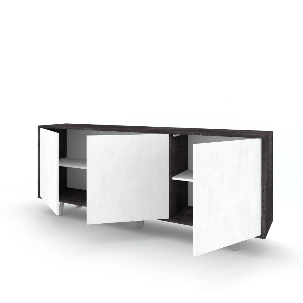 Buffet 3 ante VELBRUK nero pietra/bianco pietra
