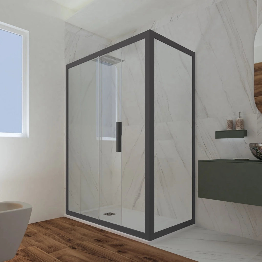 Box doccia scorrevole 75x100 CM H 200 Vetro Trasparente Profilo Antracite mod. Deco Duo