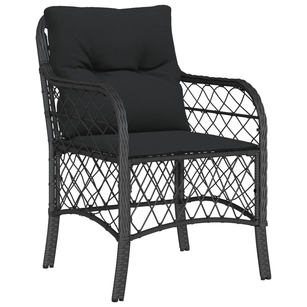 Set da Pranzo da Giardino 5 pz Nero con Cuscini in Polyrattan 3212104