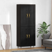 Credenza-Buffet-Armadio da cucina Rovere Nero 69,5 x 34 x 180 cm Legno multistrato 409981