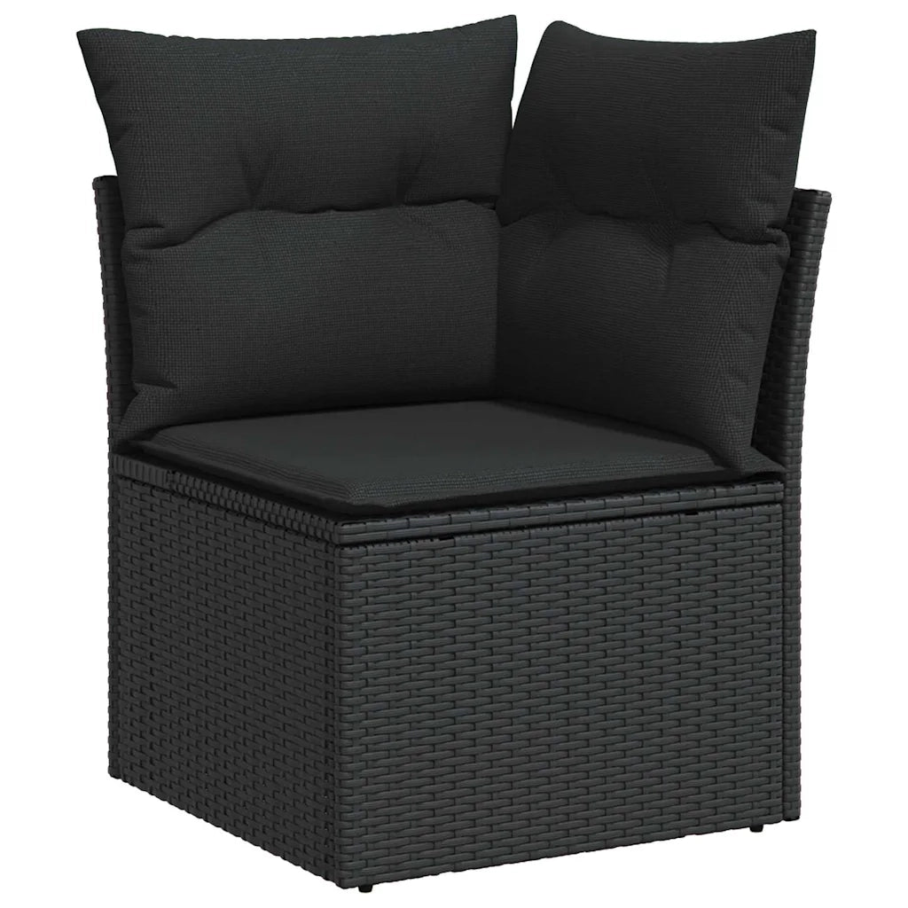 Set Divano da Giardino con cuscino 8 pcs Nero polyrattan 3347485