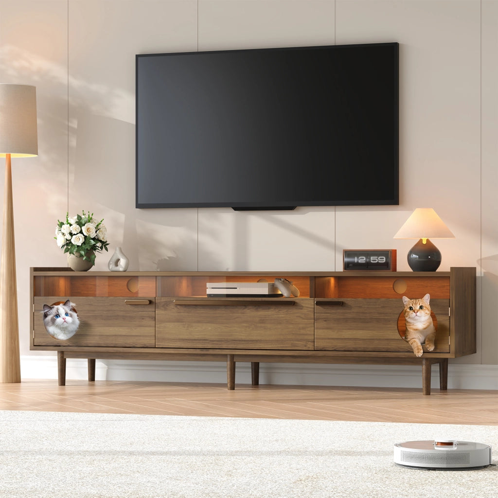 Cassettiera per TV noce MDF 180 cm