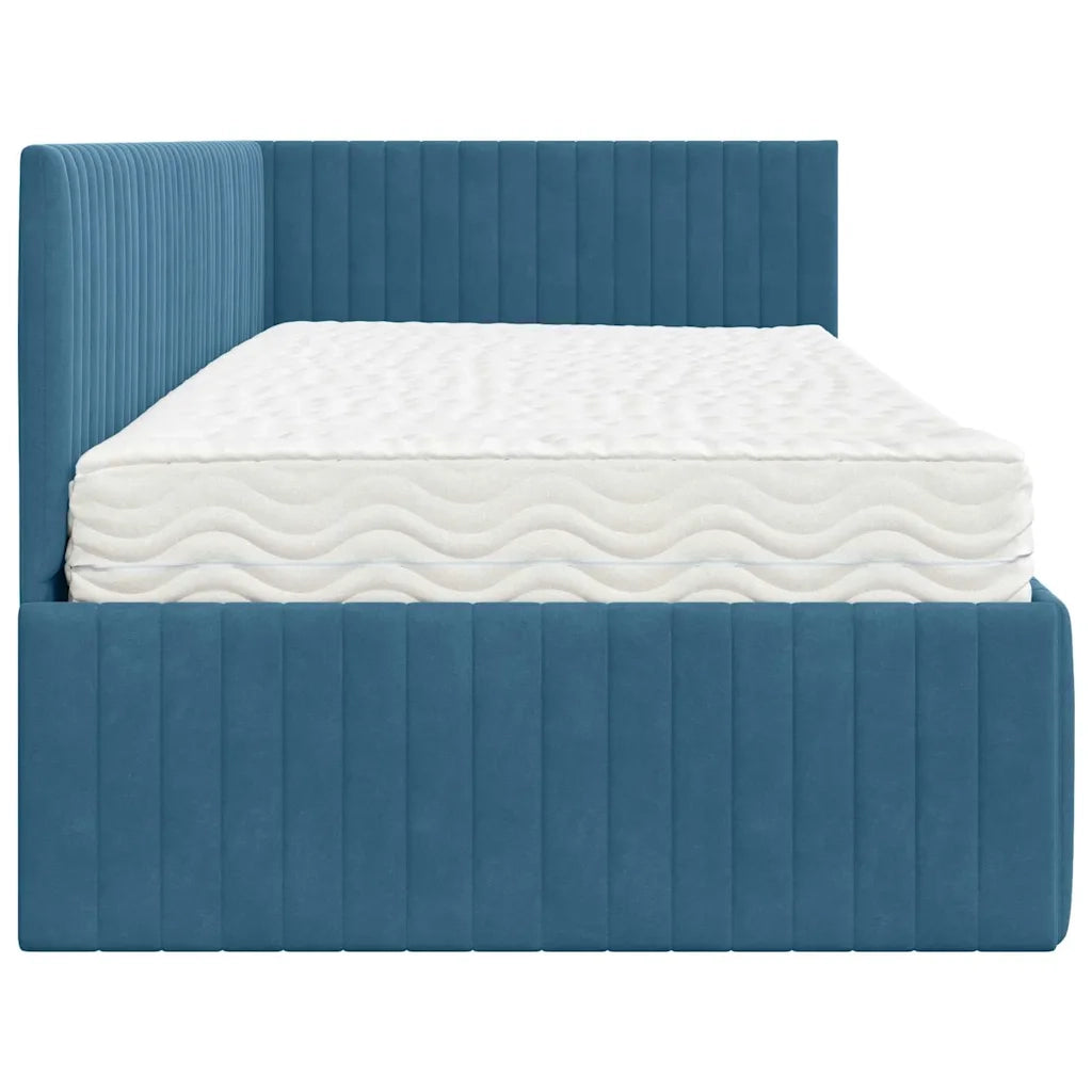 Struttura Letto Angolare con Materasso 2 pcs Blu Velluto 3393807