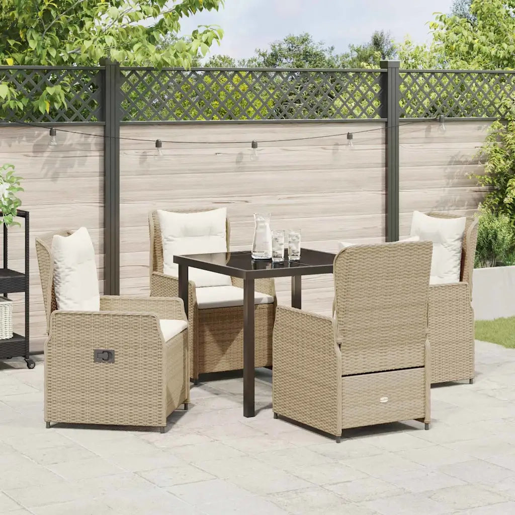 Set da Pranzo per Giardino 5 pcs Beige e Grigio Chiaro