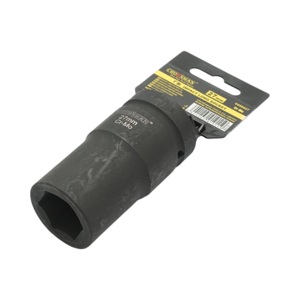 Chiave a bussola a impatto Crownman da 27 mm, quadrata da 1 pollice, in acciaio Cr-Mo