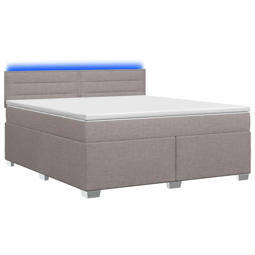 Letto con Box Spring, Materasso e LED Tortora 140 x 190 cm 3451935