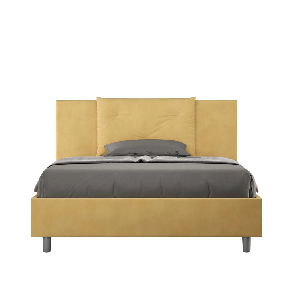 BS COM Letto una piazza e mezza con rete imbottito 130x210 microfibra ocra